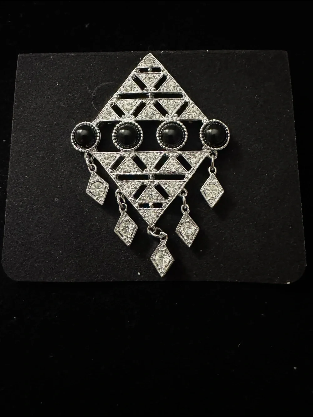 Vintage Sarah Coventry Operetta Brooch Silver  Tone Art Deco Design NWOT